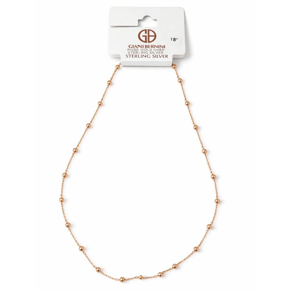 Giani Bernini 18” Rose Gold Over Sterling Silver Bead Station‎ Necklace NEW